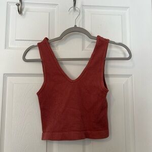 Reversible Women's Ribbed Crop Top - Red